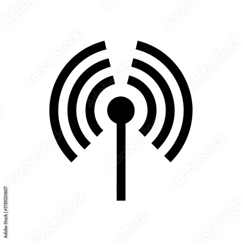Wireless signal broadcast antenna icon symbol for communication