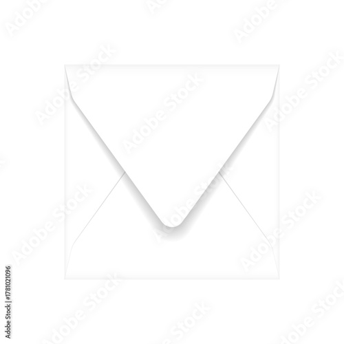 White square envelope mockup template. Euro flap luxury mailing slightly open envelope for wedding, invitations, graduation, birthday, party and more. Vector illustration.