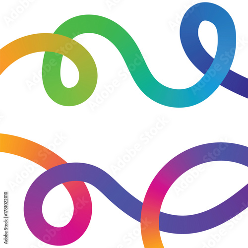 color line in curve shape Wave Rainbow Ribbons abstract background