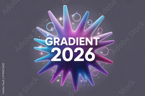 Embrace the futuristic gradient style of 2026 with this vibrant design, perfect for modern branding and trendsetting visuals, a dynamic choice for innovative projects