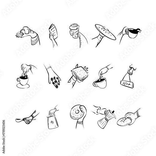 Hand Drawn Line Ink Cafe Illustration