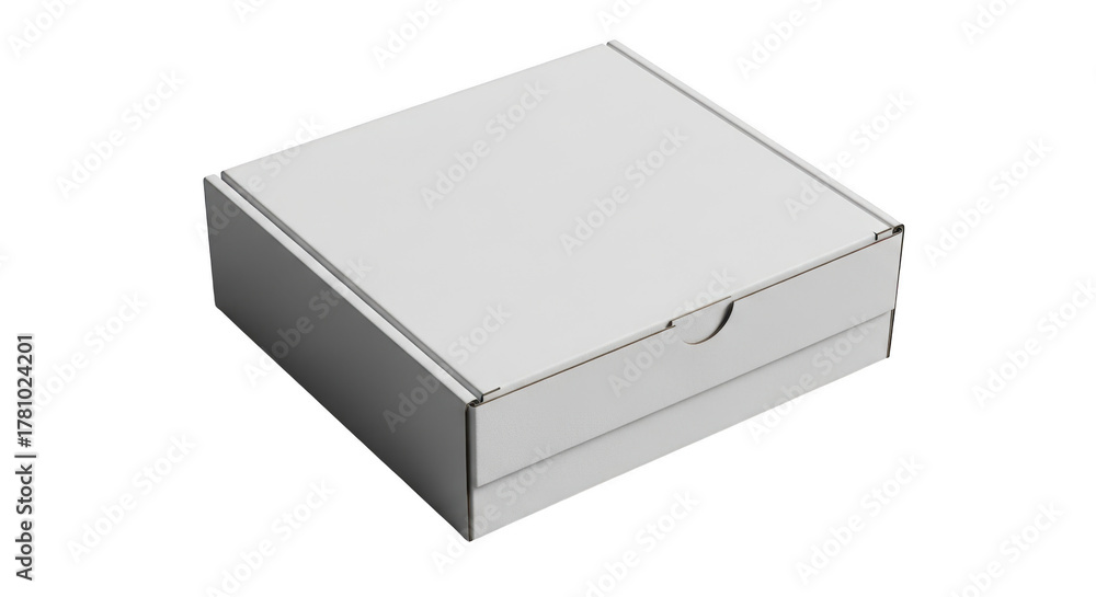 Naklejka premium Simple closed white cardboard box on a plain surface for packaging and storage solutions illustration