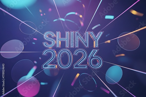 Celebrate a Shiny 2026 with vibrant colors and modern design elements, ideal for new year promotions, futuristic events, and exciting digital campaigns