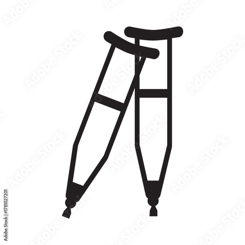 Crutches Injury Support Mobility Aid Assistance Rehabilitation Healthcare Black and White Medical Equipment Orthopedic