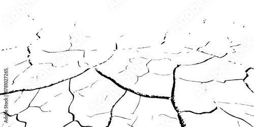Black and white cracked earth texture showing dry, parched soil surface. Abstract natural background representing drought, climate change, and land degradation. Ideal for design and texture projects.