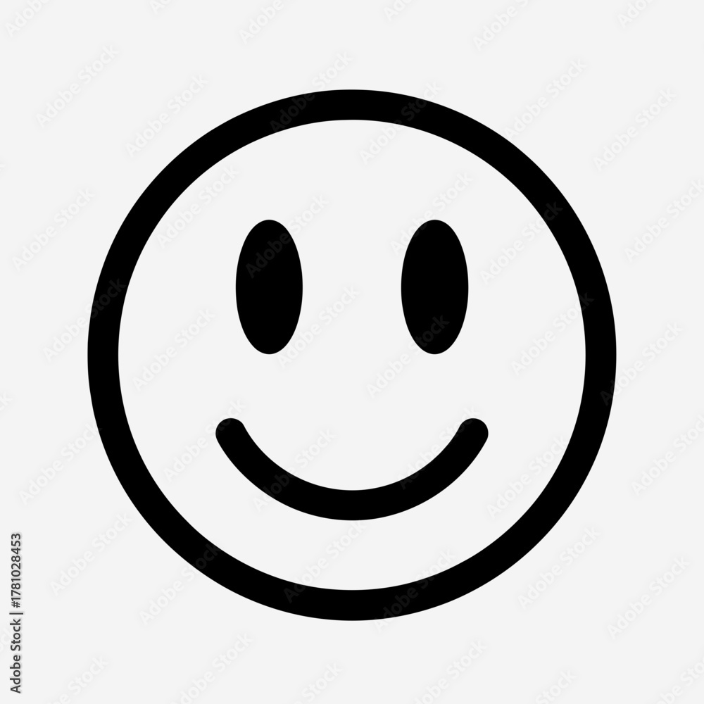 Fototapeta premium Simple Smiley Face Icon | Minimal Happy Emoji Outline