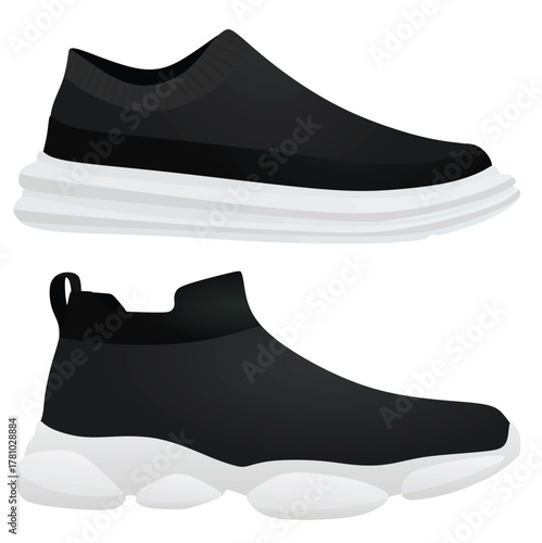 Black textile shoe. vector illustration	
