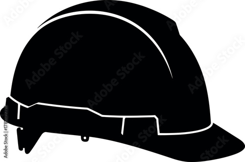 Black hard hat silhouette construction safety icon