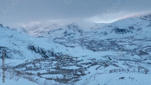 Drass town covered in Snowfall, Drass, Ladakh, India 