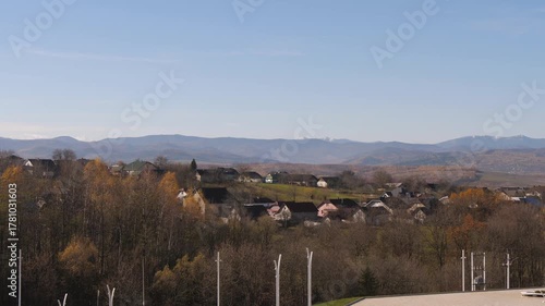 view of a village in the mountains