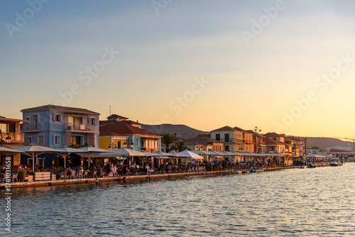 Fototapeta Naklejka Na Ścianę i Meble -  Lefkada,Greece - August 10, 2025: Street view of Lefkada town on island Lefkada, Greece