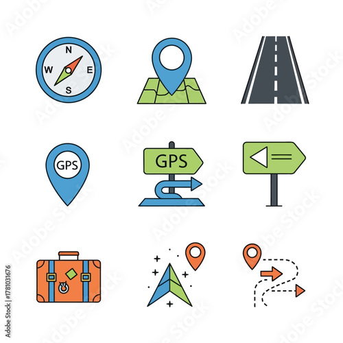 Detailed Vector Illustration of a Blue and White Compass with Red Needle.