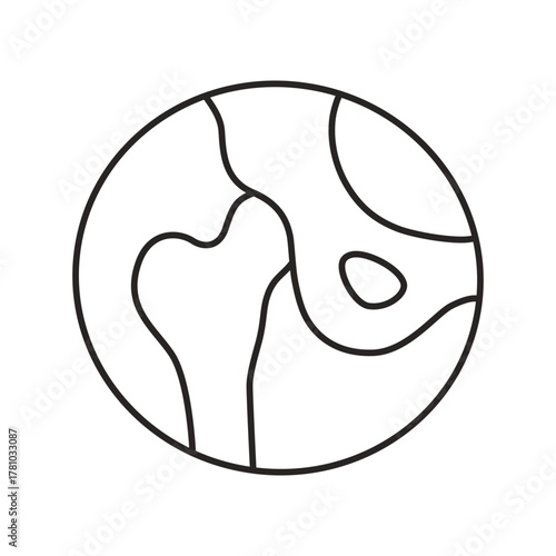 Vector line icon of human hip joint. Outline anatomical scheme of pelvic part of skeleton. Contour femur bone