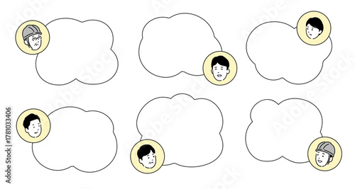 いろいろな人物の吹き出しセット – インタビュー・会話・社員の声のイラスト