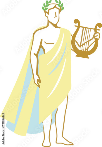 greek god apollo with lyre vector illustration 