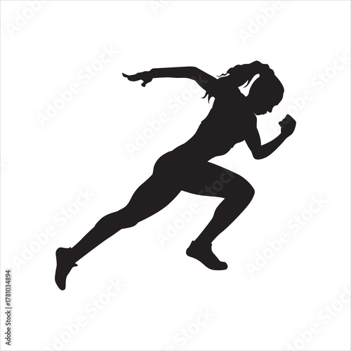 Vector silhouette of an athletic woman running illustration.