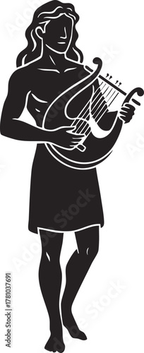 greek god apollo with lyre vector illustration 