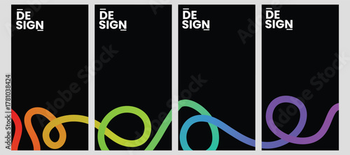 Vibrant Neon Gradient Wavy Line Backgrounds: Abstract Minimalist Design Vector Collection for Posters & Social Media