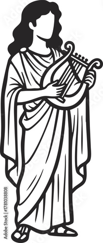 greek god apollo with lyre vector illustration 