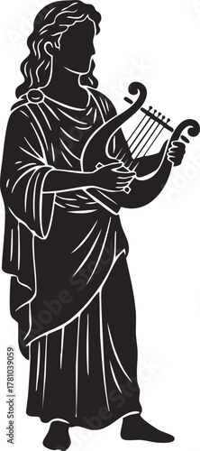 greek god apollo with lyre vector illustration 