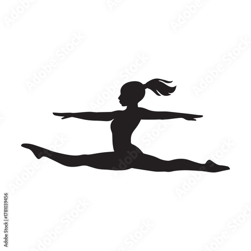 Woman doing split leap silhouette