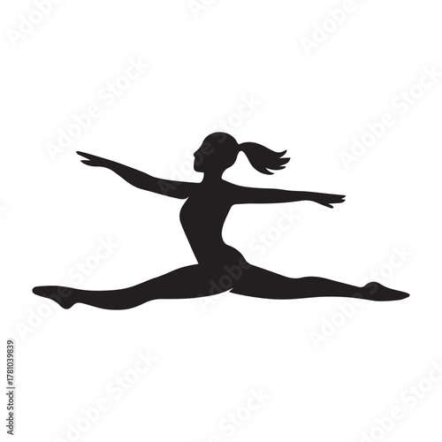 Woman doing split leap silhouette