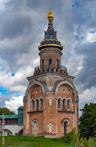 Monastery wall and tower. Sts. Boris and Gleb monastery, city Torzhok, Russia
