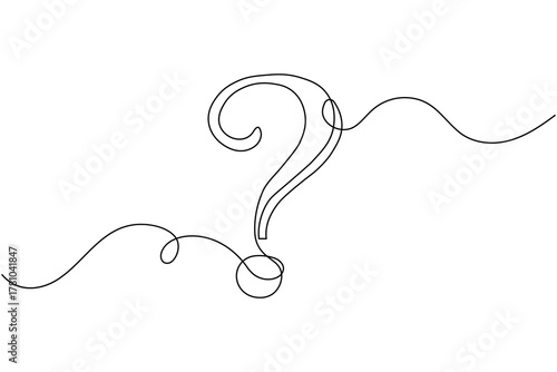 Continuous single line drawing of a question mark design