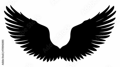 Powerful black wings spread wide in elegant design, a symbol of freedom, strength, and soaring ambition for your creative projects