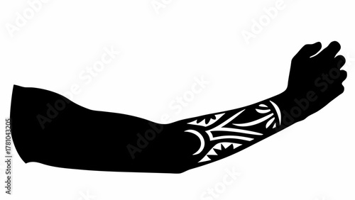 Bold tribal tattoo design on strong arm, a symbol of heritage and strength, a modern take on ancient traditions with powerful impact