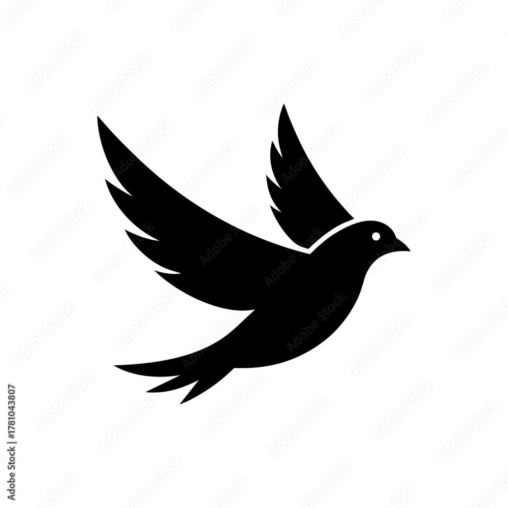 Fototapeta premium Simple flying bird silhouette vector illustration with white background for freedom nature and wildlife concept design artwork 