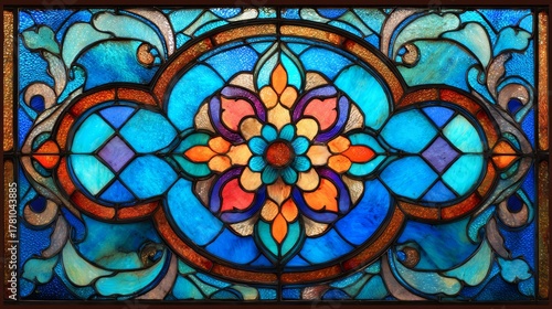 a stained glass window fragment clipart, church decor element, photorealistic color glass, vibrant hues, isolated on white background