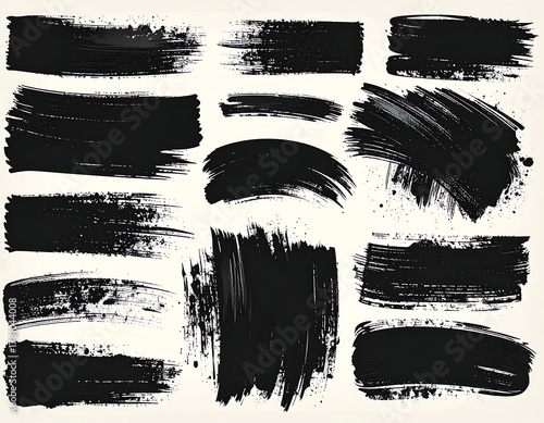 Black paint strokes and grunge textures against a light background