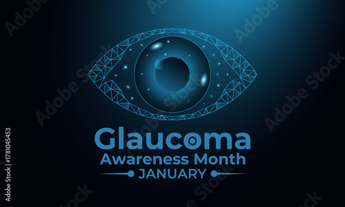 Promote eye health with this green ribbon design for Glaucoma Awareness Month in January. Ideal for medical campaigns, health posters, and vision care awareness projects. Designed in a low poly style.