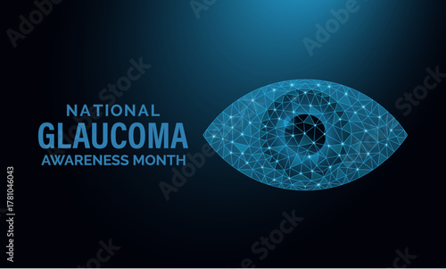 Promote eye health with this green ribbon design for Glaucoma Awareness Month in January. Ideal for medical campaigns, health posters, and vision care awareness projects. Designed in a low poly style.