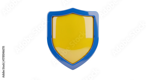 Free Download 3D Glossy Shield, Blue and Gold Emblem, Heraldic Shield Rendering, Protective Crest Icon, Modern 3D Badge - GFXLoad