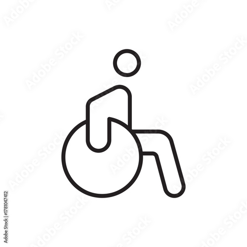 Blacklined wheelchair symbol on a white backdrop