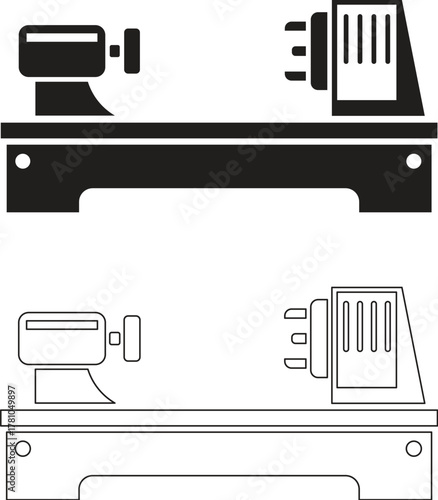steel lathe vector illustration