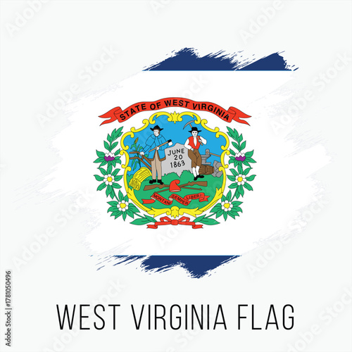 West virginia state flag with brush stroke effect