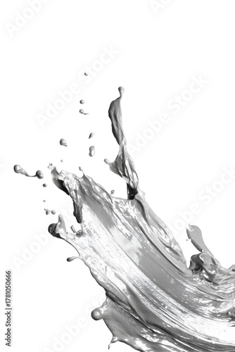 a sliver foil paint splash on a white background