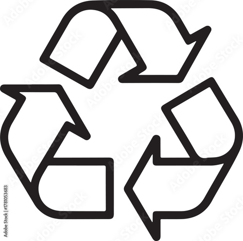 Black and white recycling symbol arrows environmental