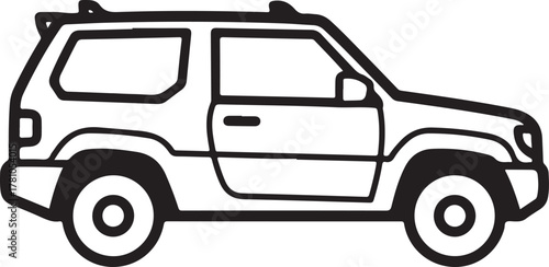 Black and white sketch of a compact sport utility vehicle vector