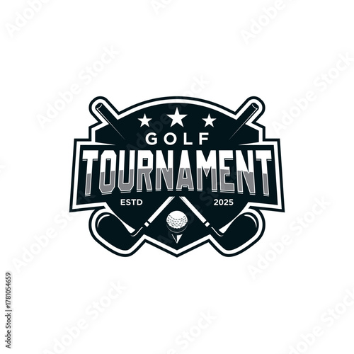 Modern professional golf logo template minimalist design for golf tournaments