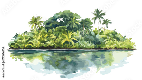 Ile Royale. Ile Royale hand drawn watercolor illustration