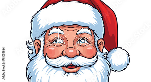 Sparkling Santa Claus face for joyful holiday designs and festive cheer, spreading Christmas magic, perfect for cards, banners, and seasonal promotions