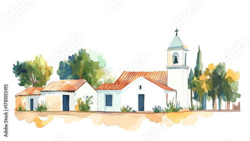 Piriapolis. Piriapolis hand drawn watercolor illustration