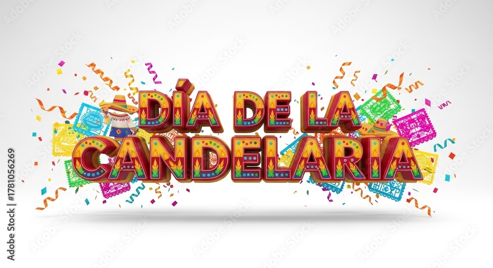 Obraz premium Dia de la Candelaria Festive Celebration with Vibrant Decorations and Confetti