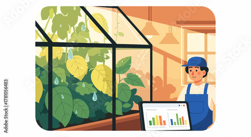 Analyzing Greenhouse Data With Modern Farming Technology Concept