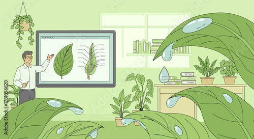 Botanist Teaches About Plant Anatomy In Class Green Nature Illustration