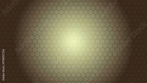 Abstract Golden Honeycomb Background with Gradient and Warm Light Shining Through the Center
